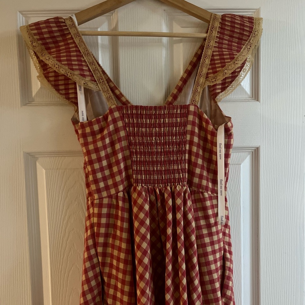 Lisa Says Gah Red Gingham Maxi Dress with Ruffle Shoulders - Picture 5 of 9